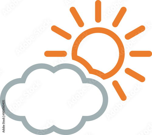 曇り時々晴れのアイコンイラスト