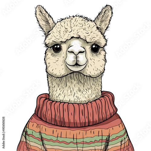 alpaca, animal, vector, transparent background, nature, pet, isolated, wildlife, mammal, cute, farm, icon, zoo, peru