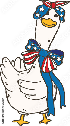 Hand-drawn Retro goose on independence day, 