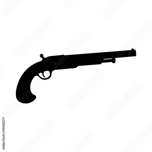 Pirate pistol silhouette vector flat illustration design.