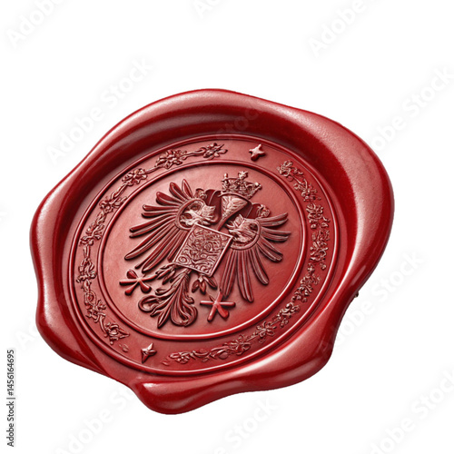 Hanging wax seal with string showing antique document sealing method elegance and formal vintage communication tradition