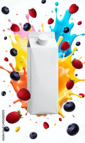 Photograph of a white milk or juice carton 
