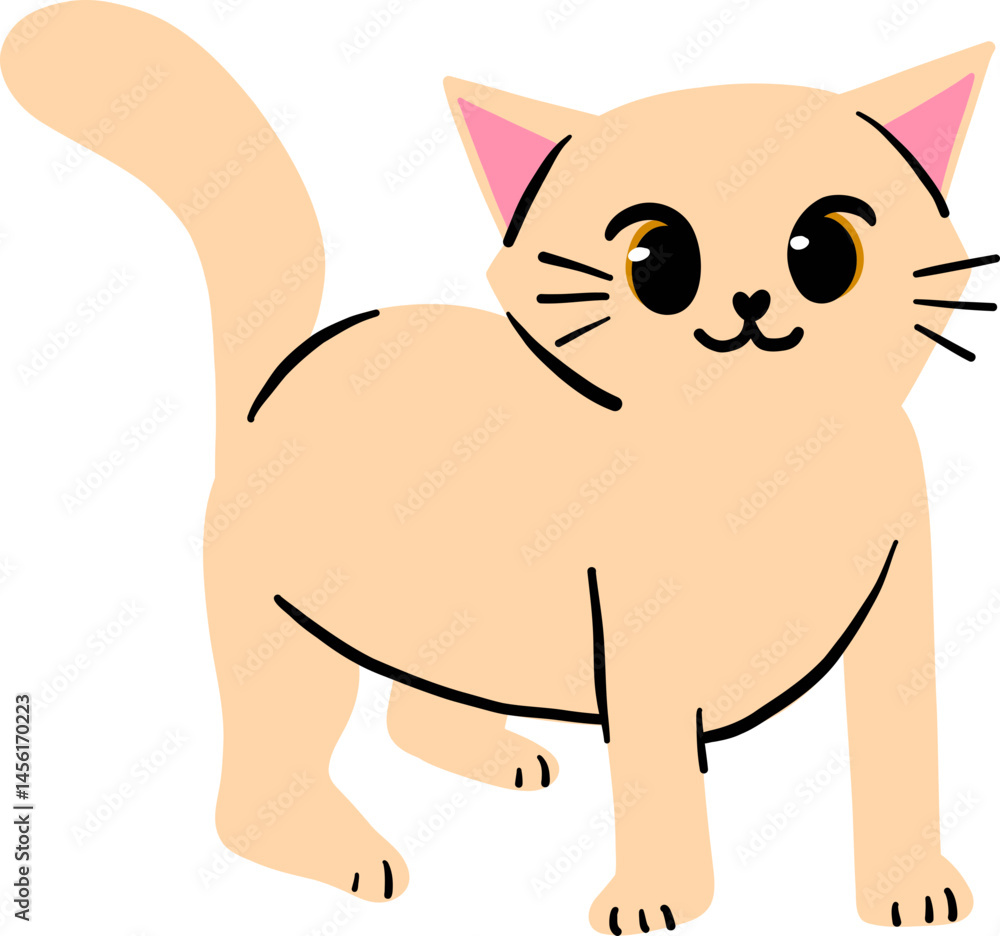 Beige Cat Standing with Alert Pose Beige Cat Standing with Alert Pose