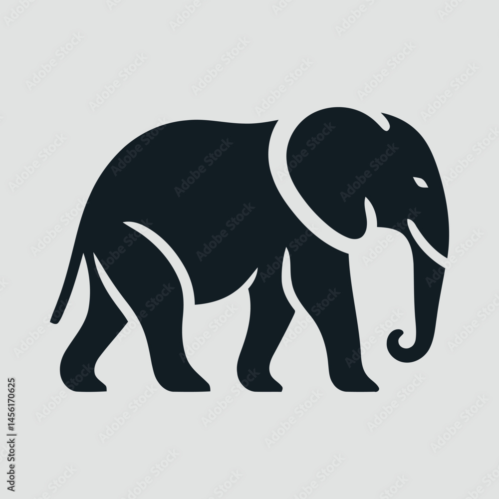 Elephant walking in smooth minimalist style vector illustration Elephant walking in smooth minimalist style vector illustration