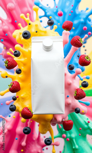 Photograph of a white milk or juice carton 