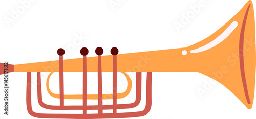 Illustration of a gold flat design trumpet music instrument