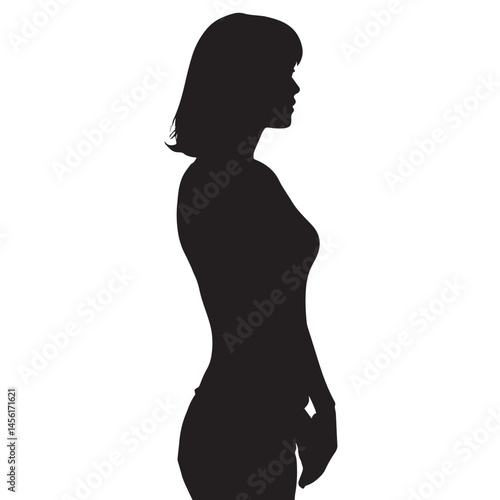 Vector silhouette set of woman on white background