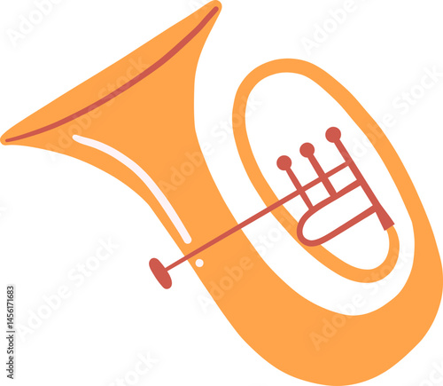 Orange Tuba Musical Instrument Flat Vector Illustration