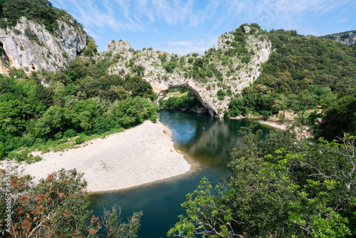 The Pont d'Arc is a natural arch, located in the south of France, in the Ardèche, in the municipality of Vallon-Pont-d'Arc. Tourists go down the river in canoes.

