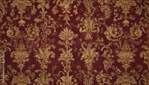 Burgundy & gold baroque floral scrollwork wallpaper  , wallpaper, pattern, texture