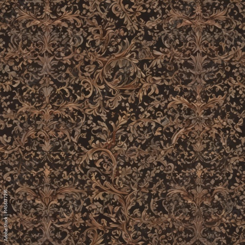 Intricate damask, swirling vines & leaves, elegant repeat ,  print,  vintage,  repeat pattern