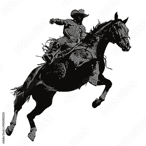 wild west cowboy on a horse. western vintage halftone grunge vector design element