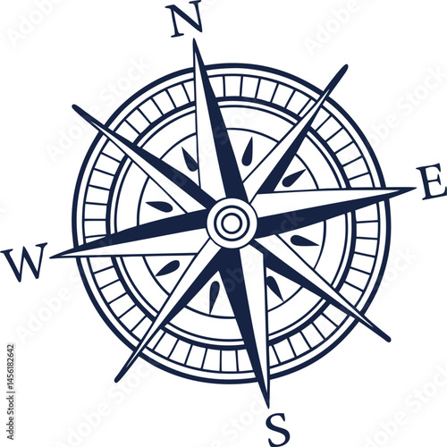 Classic Nautical Compass Rose Illustration Vector