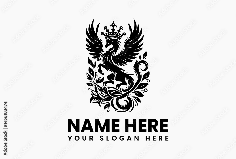 Harpy skull with a savage orchid crown, bold vector logo for adventure gear and alehouses Harpy skull with a savage orchid crown, bold vector logo for adventure gear and alehouses