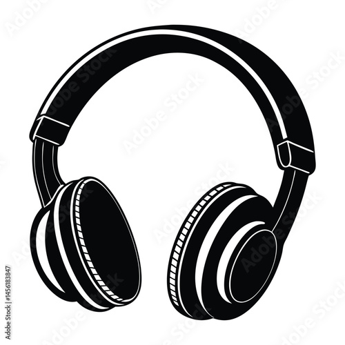Classic headphone silhouette vector illustration.