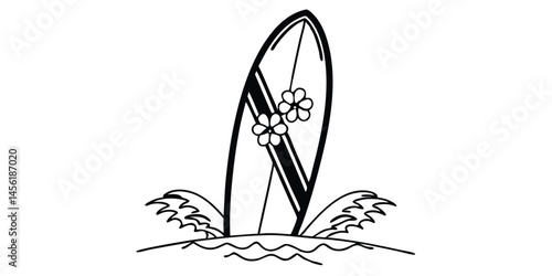 surfboard icon silhouette summer theme vector illustration