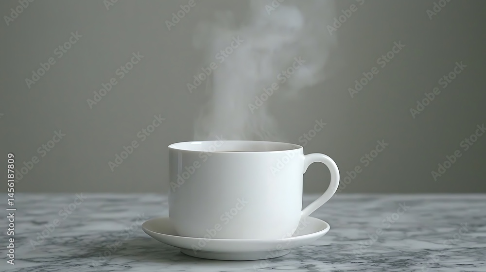 Aromatic Steam Rising from a Warm Cup of Tea on Marble Aromatic Steam Rising from a Warm Cup of Tea on Marble