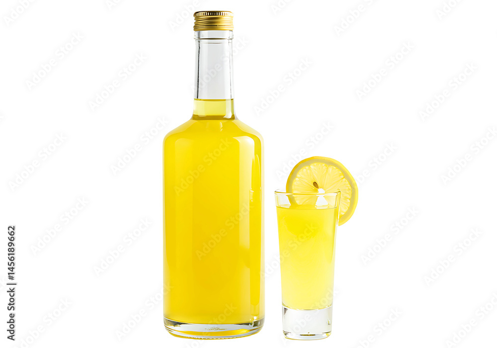 Lemonade Bottle and Glass Isolated on Transparent Background Lemonade Bottle and Glass Isolated on Transparent Background