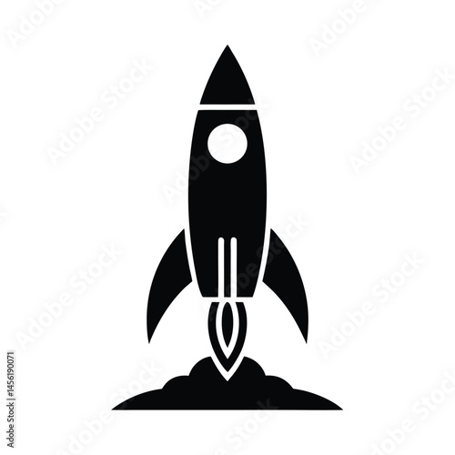 rocket launch icon silhouette vector illustration