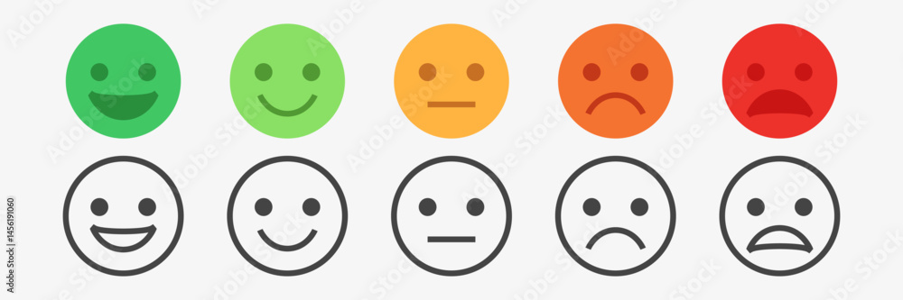 Feedback rate. Satisfaction icons collection. Emotions level scale. Vector Feedback rate. Satisfaction icons collection. Emotions level scale. Vector