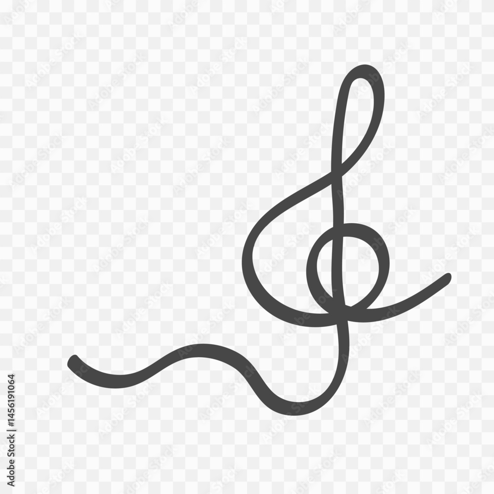 Obraz premium Treble clef freehand line. Vector illustration