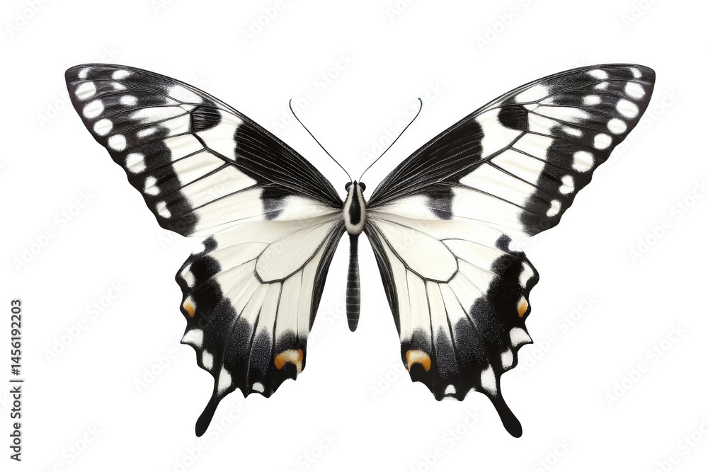 Examine Butterfly's Wings In Detail With Black Background, Isolated Butterfly Examine Butterfly's Wings In Detail With Black Background, Isolated Butterfly