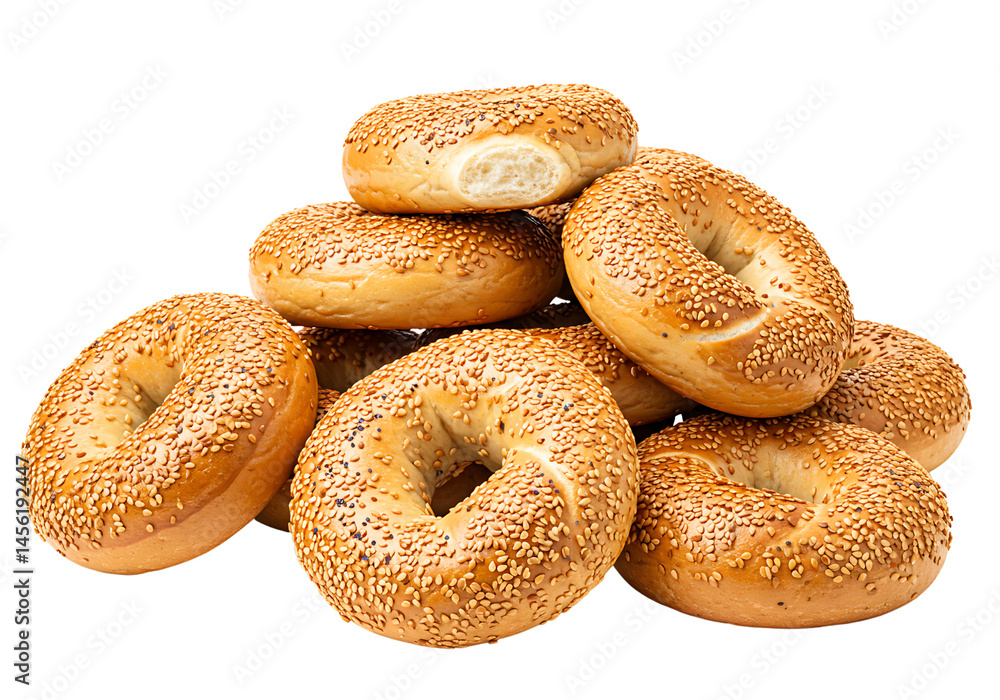 Sesame Seed Bagels Stacked Isolated on Transparent Background Sesame Seed Bagels Stacked Isolated on Transparent Background