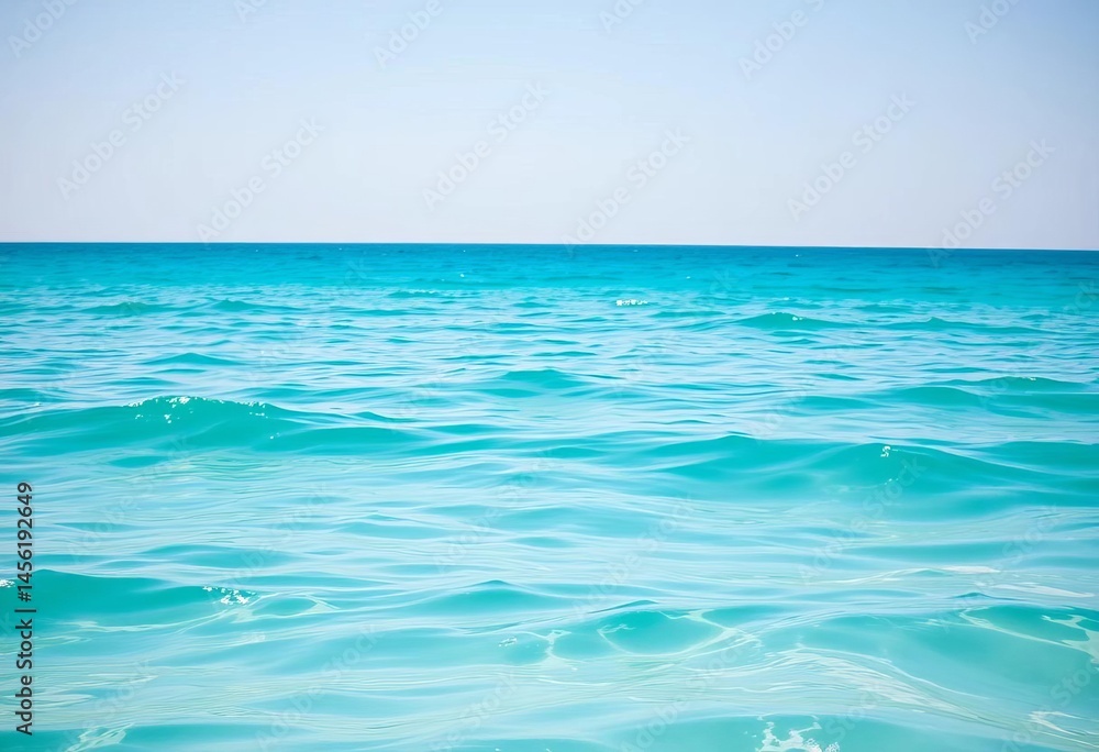 Obraz premium Calming turquoise water, soft brushstrokes, distant hazy horizon, nature, brushstrokes