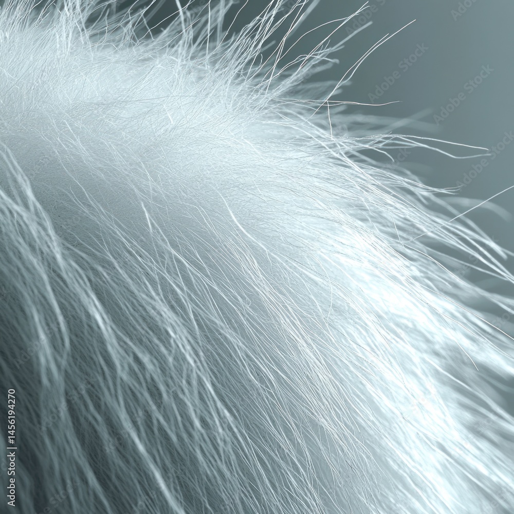 Close-up view of textured, white fur fibers. Close-up view of textured, white fur fibers.