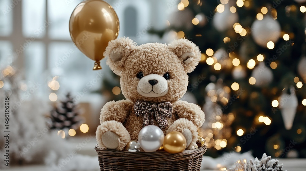 custom made wallpaper toronto digitalCute teddy bear surrounded by festive decorations and lights in a cozy room during the holiday season