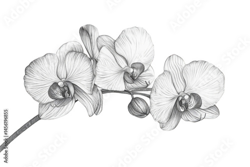 Capture the Beauty of Delicate Orchid in Elegant Sketch, Graceful Details