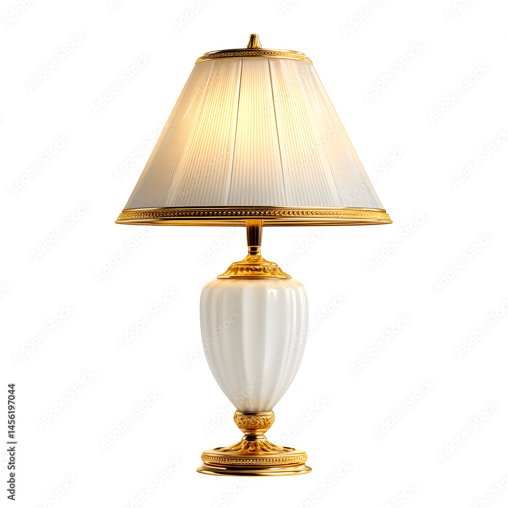 glowing lamp with golden trim, isolated on white background glowing lamp with golden trim, isolated on white background