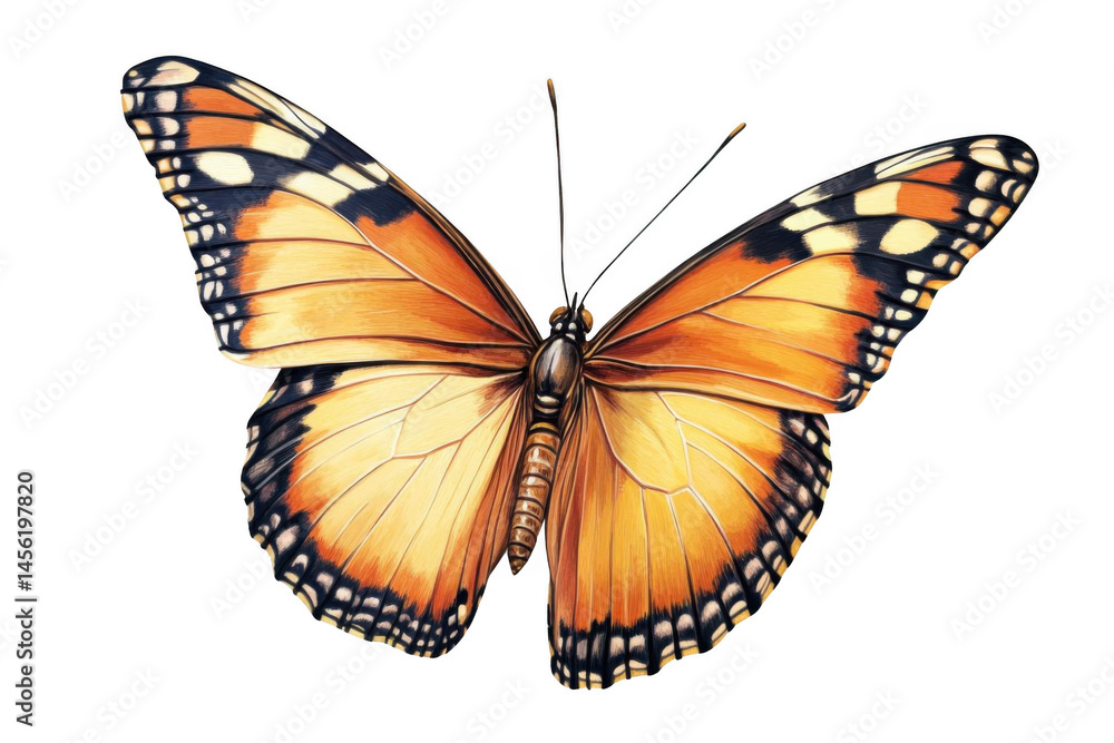 Fototapeta premium Monarch Butterfly In Full Display With Orange And Black, Graceful Flight.