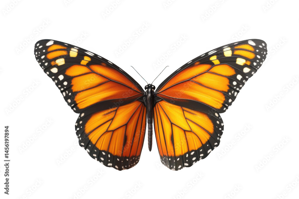 Obraz premium Orange butterfly sits with spread wings, nature beauty and summer theme.