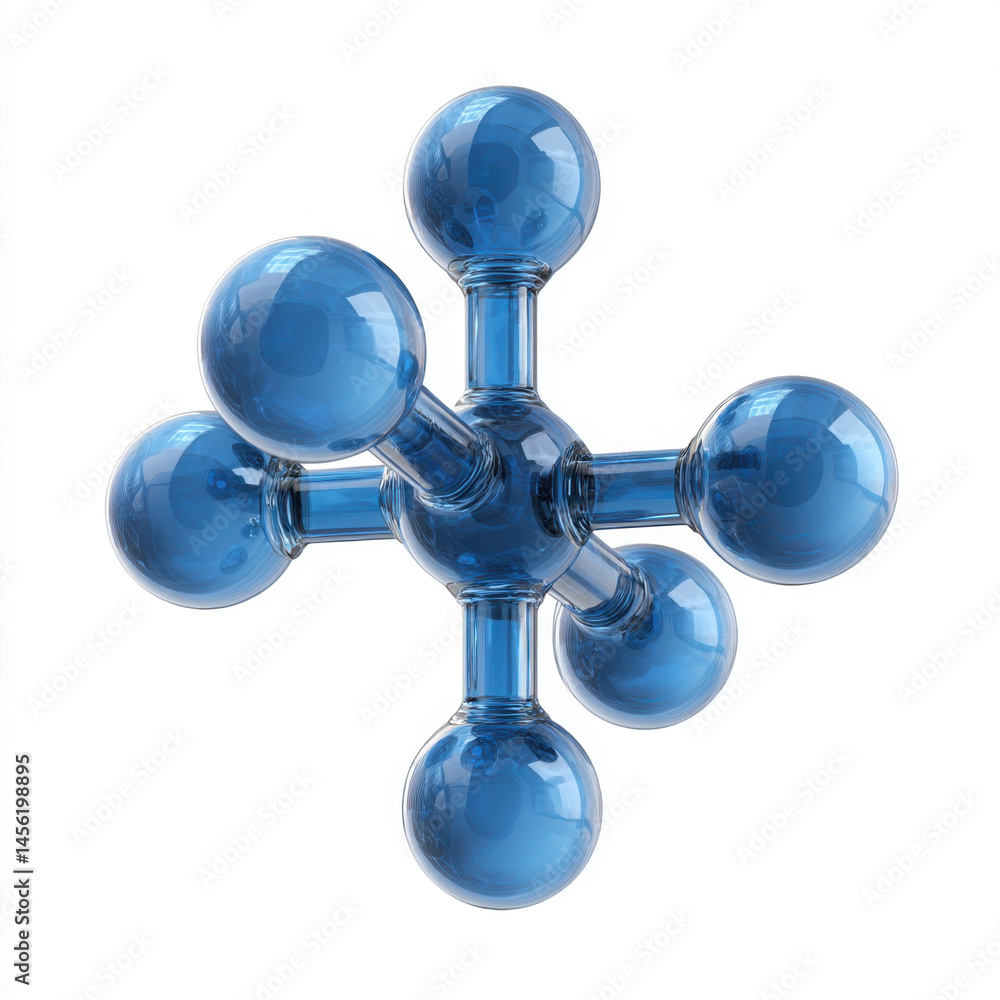 3D Render of a Blue Glass Molecule Structure 3D Render of a Blue Glass Molecule Structure
