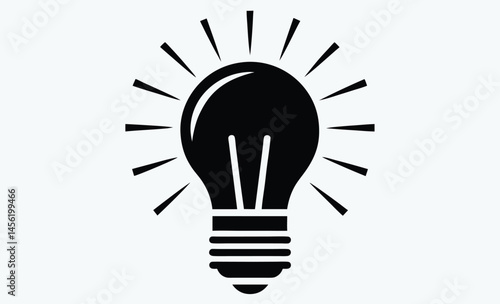 Shining light bulb silhouette, shining light bulb doodle hand drawn vector icon, shining light bulb clipart