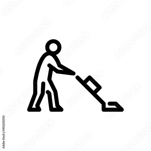 vacuum cleaner outline icon. figure vacuuming line art illustration.