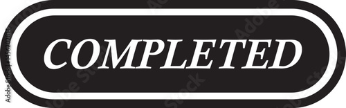 Completed stamp icon. Black flat education minimalist design for digital and print projects graphic illustration making a huge impact on visual aesthetics vector isolated on transparent background.