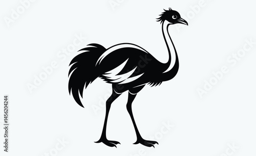 Ostrich silhouette, Ostrich silhouette vector, emu bird black silhouette