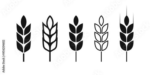 Wheat ear vector icons. Wheat icon. Cereal Grain linear and full pictogram. Agriculture symbol. Grain icon vector.