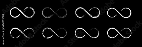 White chalk infinity symbols set on a black background. Vector