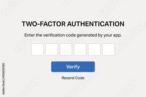 Obraz na płótnie Two factor authentication code entry screen with white background. w salonie