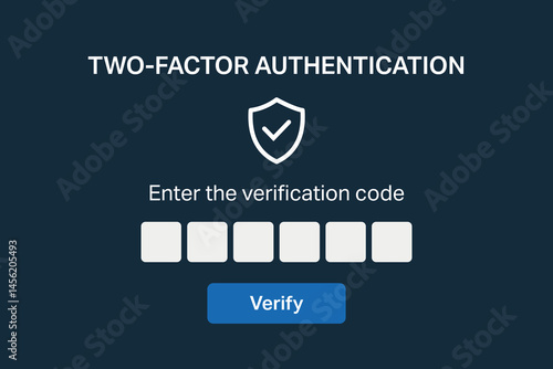 Obraz na płótnie Dark themed two factor authentication screen with shield icon. w salonie