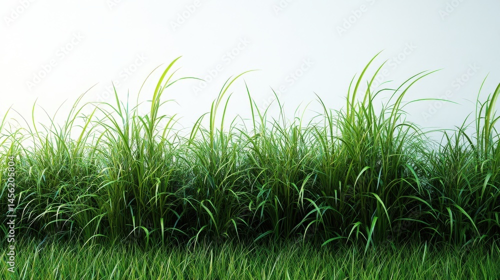 Obraz premium Lush green grass blades reaching upwards in a bright field scenery