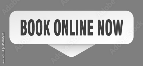 book online now sticker. book online now sign isolated on gray background