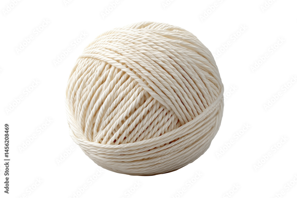 Ball of natural off-white yarn for knitting or crafting, isolated on transparent background Ball of natural off-white yarn for knitting or crafting, isolated on transparent background