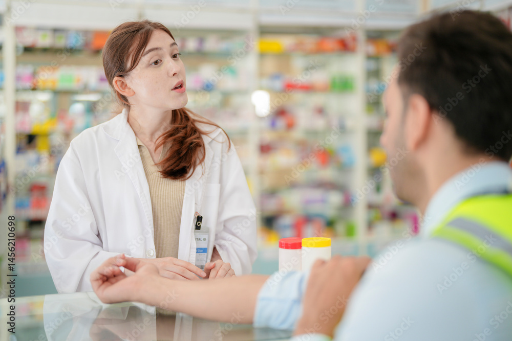 pharmacist engages with a customer offering guidance on medication usage. emphasizes the critical role of pharmacists in ensuring patient engineer worker safety and delivering personalized healthcare. pharmacist engages with a customer offering guidance on medication usage. emphasizes the critical role of pharmacists in ensuring patient engineer worker safety and delivering personalized healthcare.