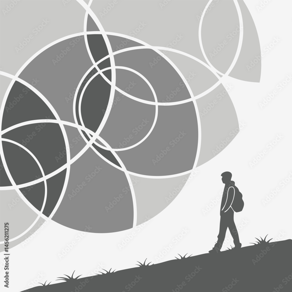 Modern Minimalist Background with Transparent Overlapping Shapes Modern Minimalist Background with Transparent Overlapping Shapes