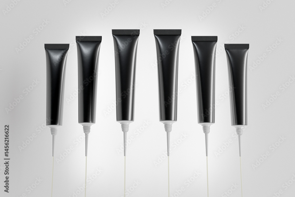 long nozzle tip tube packaging, black cosmetic soft tube mockup, eye serum packaging with point dropper tip container, squeeze tube with screw cap packaging, makeup tube with nozzle tip applicator long nozzle tip tube packaging, black cosmetic soft tube mockup, eye serum packaging with point dropper tip container, squeeze tube with screw cap packaging, makeup tube with nozzle tip applicator