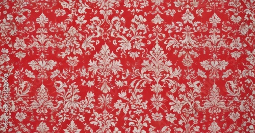 Elegant red damask wallpaper pattern on white background , decoration, home decor